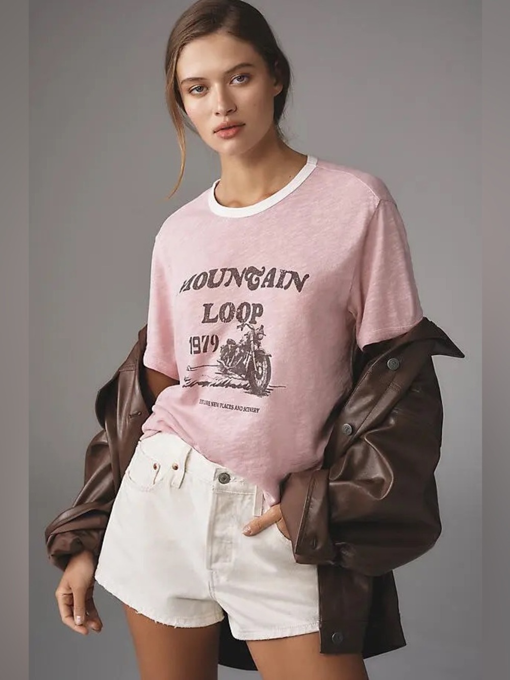 Pilcro Mountain Loop Oversized Ringer Tee by Anthropologie Size Small